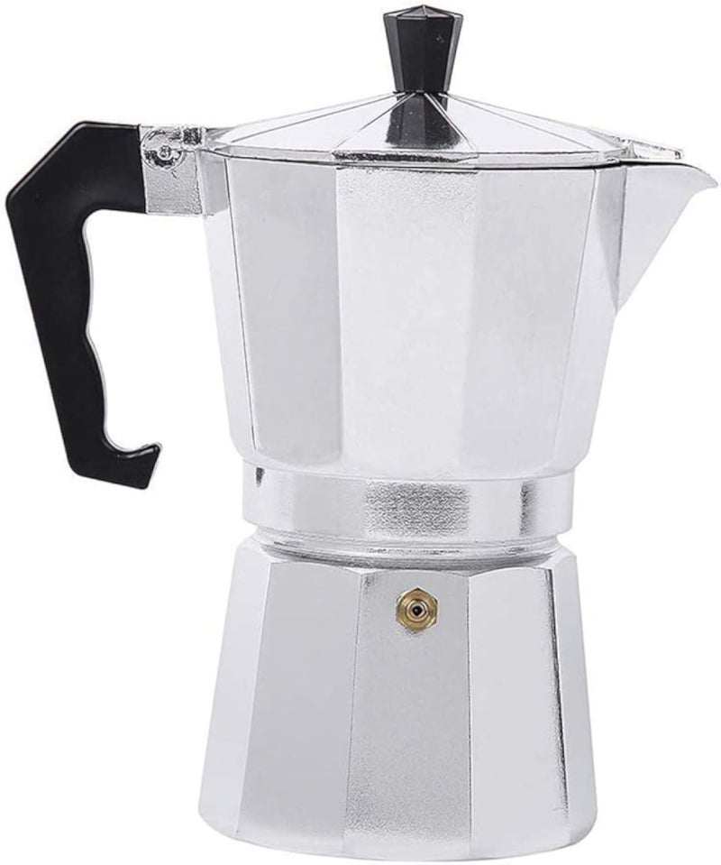 Generation Fashion New Stovetop Espresso Coffee Maker with Aluminium Percolator Steaming Pot, Silver Metal, Stovetop Pot 1 Cup, 2 Cups, 3 Cups, 6 Cups, 9Cups, 12 Cups (12 Cups (600ml))